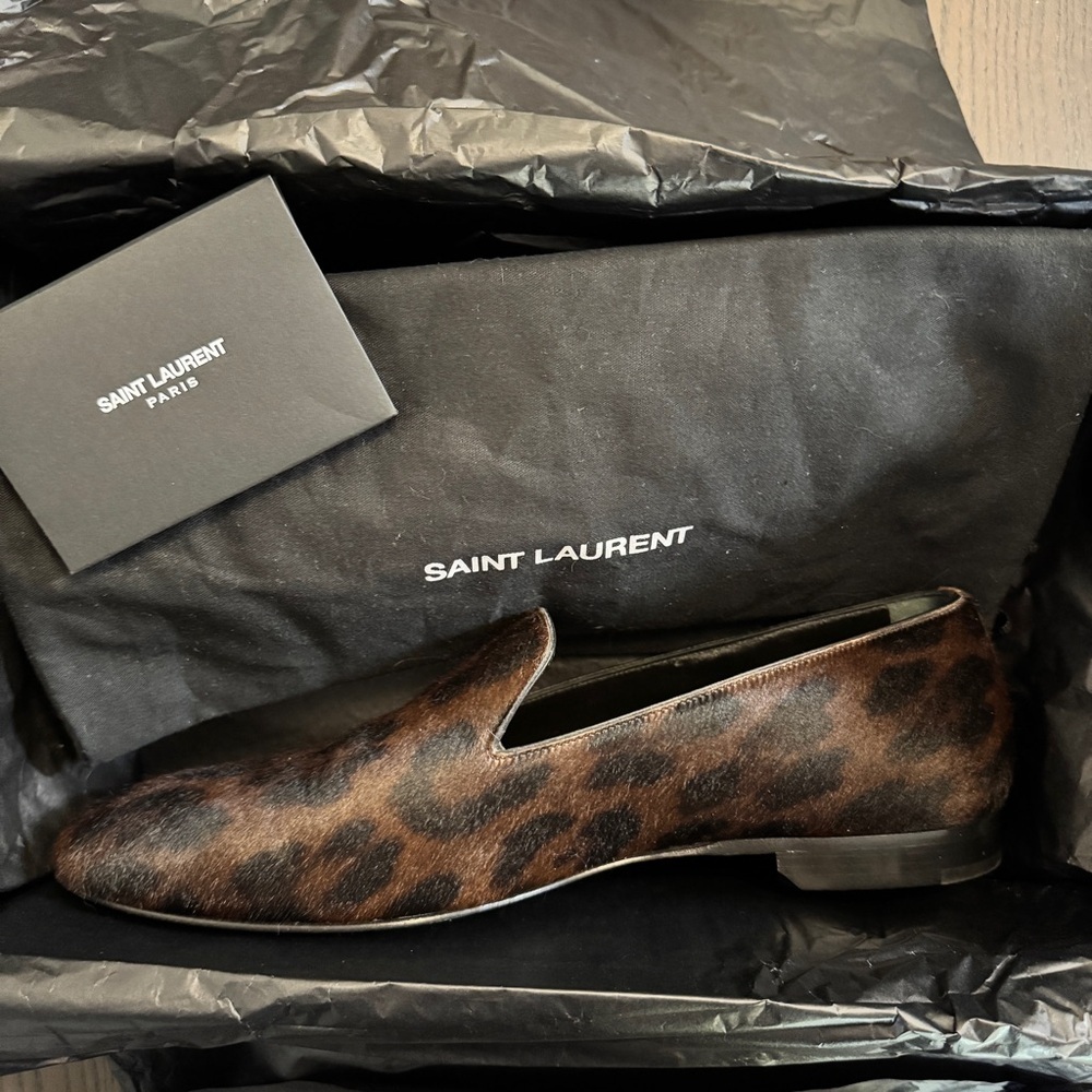 Saint Laurent Pony Maxi Samba Nero Fonce Smoking 15 Slipper Size 42/9